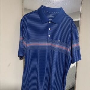 Vineyard Vines Navy and Red Striped Polo
